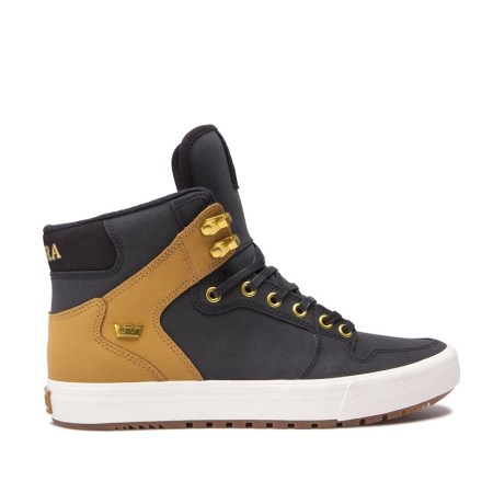 Supra Vaider Cold Weather Mens High Tops Shoes Black/Yellow UK 58HPX